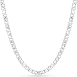 925 Sterling Silver Sleek Streets Rhodium Plated Men's Curb Chain | Gift for Men and Boys | With Certificate of Authenticity and 925 Hallmark-image-3