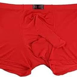 heavenglow Men's Soft Ice Silk Pouch Boxer Briefs | Sheath Design Underwear Trunk | Comfortable Meryl Fabric Shorts Size Medium, Red-picture-27