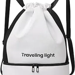 merishopp MERISHOPP®Drawstring Backpack Wide Opening Swimming Bag for Swimming Pool Hiking Beach White|Sporting Goods | Fitness, Running & Yoga | Gym Bags-picture-59