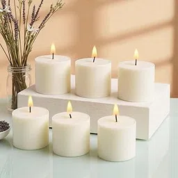 AuraDecor Pillar Candle | Size 2x2 Inch | Unscented, Smokeless, Dripless Pillar Candle | 12 Hours Burning Time | White Candle | Home Decor | Spa Candle (Pack of 6) (White)-image-4