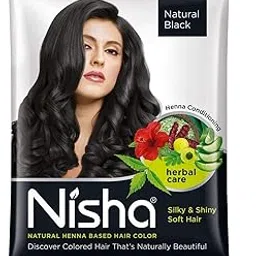 Nisha Natural Black Hair Color Dye Henna Based Black Dye Henna For Hair Men Women Hair Color Black Henna Powder Hair Color Dye Black Without Ammonia 10gm Pack of 10-image-3