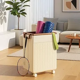 Homestrap Heavy-Duty Rolling Basket | Foldable Storage Basket with Wheels | Large Plastic Laundry Bin with Handles | Multipurpose Storage Organizer for Toys, Clothes, Sports, Yoga mats & More-image-83