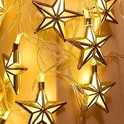 Homesake® String Lights, Star Lights 5M 14 LED Indoor, Fairy Lights for Room Decoration, Christmas, Rice Light, Diwali Decoration for Home, Festive Decor Party Decoration (Warm White), (Star) Plug in-picture-55