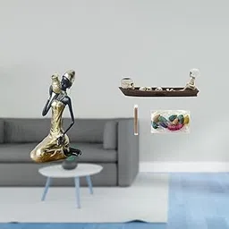 MERISHOPP African Tribal Lady Skull Ship Statue Handmade Craft Collectible Art Piece Resin Ornament Incense Burner Tabletop Sculpture Multipurpose Decoration-image-16