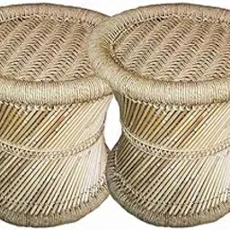 Rajasthani Handmade Bamboo mudda Stool/Chair for Living Room/Office/Home/Indoor/Outdoor Garden Whit Traditional Design with Round Shape with Combo Pack of-2-picture-34