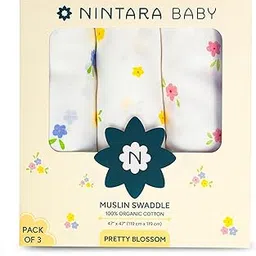 NINTARABABY Extra-Large Swaddles - 100% Organic Premium Muslin Cotton, 47" x 47" (119 cm x 119 cm), Ultra-Soft, Breathable & Lightweight, Hypoallergenic, Gifts for Newborns-image-4