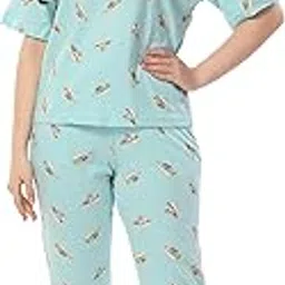 xoya Pure Cotton Night Suits/Over Size Tshirt and Jogger Co Ord Set for Women-picture-33