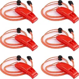 JULBEAR 6PCS Safety Survival Whistles with Adjustable Reflective Lanyard Emergency Plastic Whistle Marine Whistle-image-71