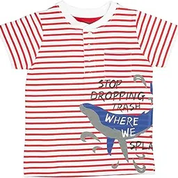 Under Fourteen Only Boys 100% Cotton All Over Printed Jersy Na Na Print On Front Panel Extending to Back. Half Sleeves T-Shirts Half Sleeves for Boys (2-3 Yrs, Red)-picture-16