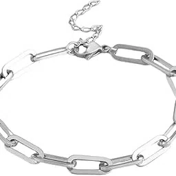 yellow chimes Chain Bracelet for Men Stainless Steel Link Chain Design Silver Bracelet for Men and Boys.-picture-38