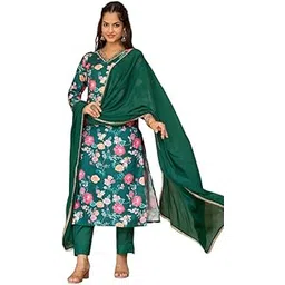 vaamsi Women's Rayon Blend Floral Straight Printed Kurta Pant With Dupatta-picture-51