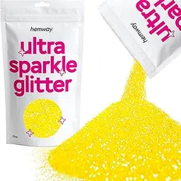 Hemway Ultra Sparkle Glitter - Fine 1/64" 0.015" (0.4mm) - Cosmetic Safe, Fine Slime, Crafts, Weddings, Decorations, Art, Beauty, Decoration Scrapbooking - 100g - Fluorescent Yellow-picture-11