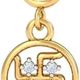 kuberbox 18K Yellow Gold Diamond Swastika Charm for Women-picture-29
