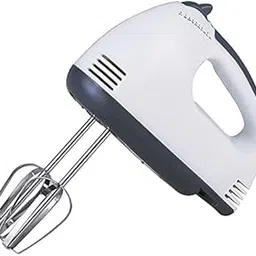 panna traders Electric Power Hand Mixer - 7 Speed Egg Beater with Chrome Beater + Dough Hook (White, 180W)-picture-10