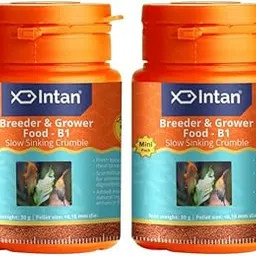 Aquatic Intan Breeder & Grower Fish Food B1 Slow Sinking Crumble for Fish | Mini Pack 30 Gram Each | Pellet Size < 0.18 mm Dia, Pack of 2-picture-47