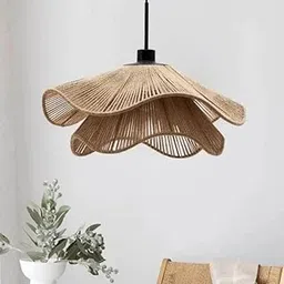balbeni Handcrafted Wavy Jute Pendant Lamp | Boho Rattan-Inspired Hanging Lamp for Living Room, Dining Room, Bedroom-picture-49