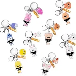 8 Pcs Kids Keychains, Double Sided Pendant Keychain, DIY Accessories for Backpacks and Lightsticks, Anime Cartoon Inspired Key Ring, Cute Keychain for Girls and Boys-image-4