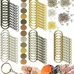 DIY Crafts 2 Pcs, Chrome Silver, Split Key Ring with Chain Set, Metal Flat Keychain Rings 1 Inch with Open Jump Rings Screw Eye Pins Bulk, for Beading Jewellery Bag Hanging (2 Pcs, Chrome Silver)-image-83