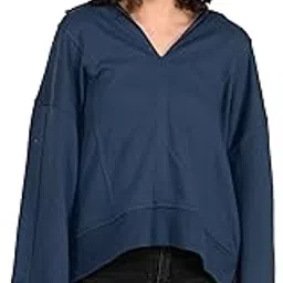 Women's Cotton Polyester Fleece Sweatshirt, Full Sleeves Loose Fit Sweatshirts for Winters with V Neck Collar for Womens, Regular Fit Winter Wear Warm Top for Girls-image-89