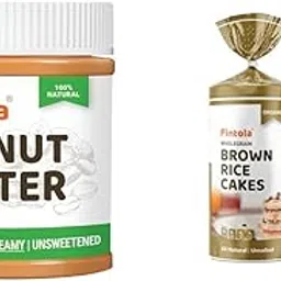 Pintola Combo - All Natural Peanut Butter Creamy 350g +Rice Cakes (Unsalted & Multigrain) (Pack of 2) (130g x 2), 100% Roasted Peanuts butter, Unsweetened Protein Nut Butter With Organic Rice Cakes-image-11