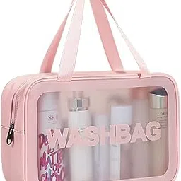 dapower Travel Toiletry Bag for Women & Men, Matte Translucent, Pink, L, Carry On, 11.4 cm-picture-42