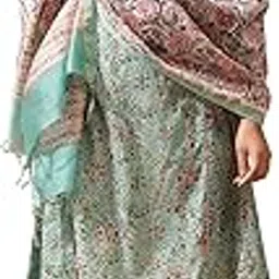Women Folksong By W Cotton Green Multicolored Hand Block Print Drape Dupatta(8905661188475_Free Size)-image-42