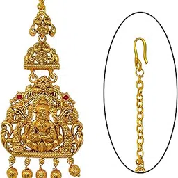 Traditional Gold-Plated Maang Tikka with Lakshmi Design | Bridal & Festive Hair Accessory 16304-image-19
