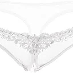 ujeavette Women Sexy Pearl Massage Lingerie Lace Thong G-String Pantiy Briefs White-picture-14