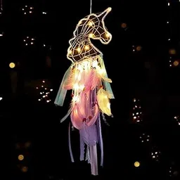 ARTBUG Unicorn Light Up Dream Catchers Handmade Crafts Feather Dreamcatchers with Light Lace for Rooms, Home,Bedroom Wall Hanging Decoration,Wedding Craft Hangings Decor,Decorative Items Gift Girls-image-119