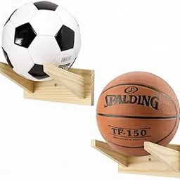ARTIST INTERNATIONAL Wall-Mounted Sports Ball Display Rack, Rustic Burnt Wood Ball Holder for Basketball, Football, Soccer and Volleyball-picture-24