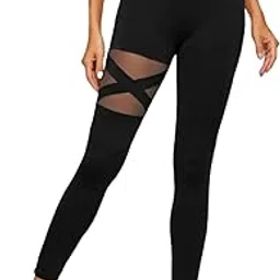 latest street fashion X_Cross_Net Poly Spandex Tights for high Compression Sports Yoga Gym Active Wear Black-picture-52