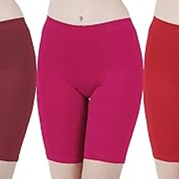 buy that trendz Cotton Lycra Tight Fit Stretchable Cycling Shorts Womens | Shorties for Active wear/Exercise/Workout/Yoga/Gym/Cycle/Running Black Navy Khaki Combo Pack of 3-picture-36