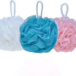 KitchenFest® Bath Loofah Sponge Round Exfoliator Scrubber for High Lather Cleansing Men & Women | Soft Mesh Body Sponge | Skin Friendly, Multicolor (Pack of 3, 3)-image-43