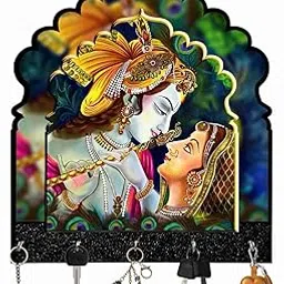 Trust Zone Lord Krishna Wooden Wall Mounted Designer Key Holders for Wall/Key Organizer/Key Hanger-picture-10