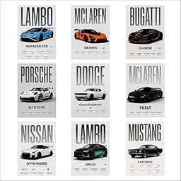 Car Posters Sticker Collection for Wall and Door Decor, Pack of 9-picture-25
