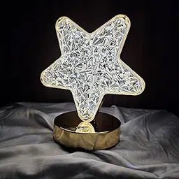 The Flair Store™ Crystal Diamond Table Lamp, Touch Control, 3 Way Dimmable, USB Rechargeable, Night Stand Light for Bedroom, Living Room 3-Modes LED Light (Star)-image-94