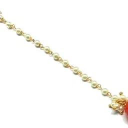 radhesh creation and jewellery Gold Plated Small Size Perals Cute Maangtikka for Baby Girls-picture-14