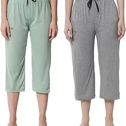fflirtygo Women's Cotton Plain Calf Length Capri | Nightwear Pyjama | 3/4th Solid Pyjama Pant | Casual wear & Lounge Wear Solid Capri Combo (Pack of 2)-picture-56