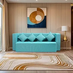 Amazon Brand - Solimo 4 Seater Sofa Cum Bed 78x36x14 inch Jute Fabric with 4 Cushions 4 Seater Double Foam Fold Out Sofa Cum Bed (Finish Color - Sky Blue Delivery Condition - Pre-Assembled)-picture-13