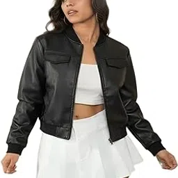 the classic togs Women’s Leather Crop Jacket | Perfect for Casual Jacket image 1