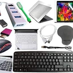 Anjo 14 in 1 Combo of Wired Keyboard & Mouse, Mouse Pad with Wrist Support, USB Hub 2.0, Cleaner, OTG Micro&C, Extension, LED, Laptop Trackpad & Lid Lamination, 15.6 inch Key&Screen Guard & Sleeve-picture-31