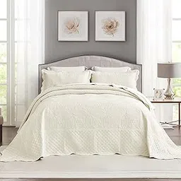 Asuexpect Modern Oversized King Bedspreads, 3 Piece, Cream-image-25