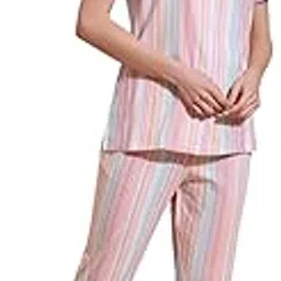 fbella Women Pure Cotton Stripe Night Suit-picture-41