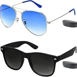 y&s Newest Arrival Special Collection Of Best Deal Blue Color Unisex UV Protected Avaitors, Aviators and s Sunglasses Combo Ideal for Boys, Girls, Men, Women Gogals-picture-24