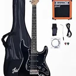 Juarez JRZ-ST01KIT-FBK Full-Size H-S-S Electric Guitar Kit for Beginners | Includes Amplifier, Cable, Strap, Picks & Gig Bag – Full Black-picture-38