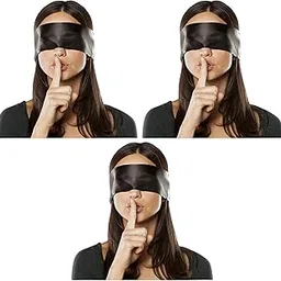 Samtrish Surprise Satin Sleep Eye Mask | Black Blindfold for Romantic Nights, Naps & Travel | Soft Satin Eye Shade for Couples, Relaxation & Rest Time | Lightweight Sleep Cover | Pack of 3-picture-10