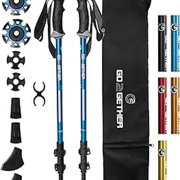 G2 GO2GETHER Hiker Trekking Hiking Poles Telescopic/Aluminum Alloy/Comfort BMM Handle/Auto-Adjustable Strap/Quick Flip Lock/Snow Baskets Attached (Pack of 2 Poles) (Capri Blue)-picture-12