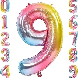 1 Pc Big Size Number 9 Foil Balloon 32 Inch Large Rainbow Number Foil Balloon Gradient 0 to 9 Number Balloons for Decoration 9th Birthday Anniversary Decoration Items(Pack of 1,Rainbow)-picture-20