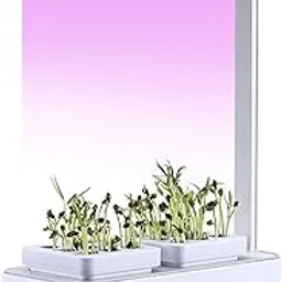 Hydroponics Growing System LED Grow Light Indoor Herb Garden Starter Kit Plant Ger Nation Kits 2 Plant Pots for Home Gardening White & Gray-Layfoo-picture-25