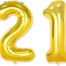 Flyloons 21 number Golden Foil Balloon 16 inch Size Birthday Decoration Items Pack of 2 | 21st Year Balloons | Twenty One-picture-27